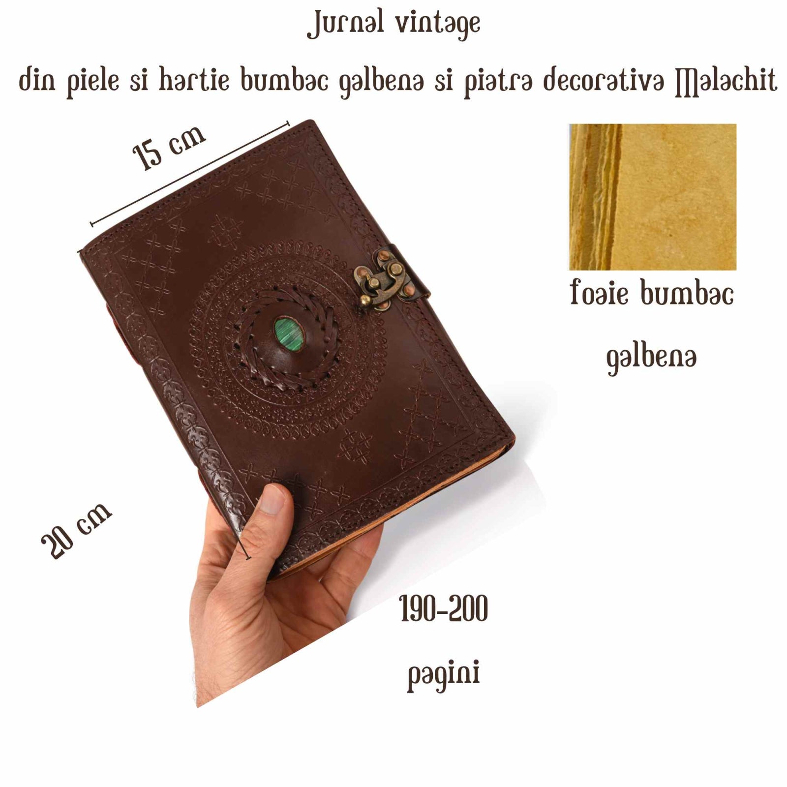 Detaliu coperta — Jurnal handmade din piele