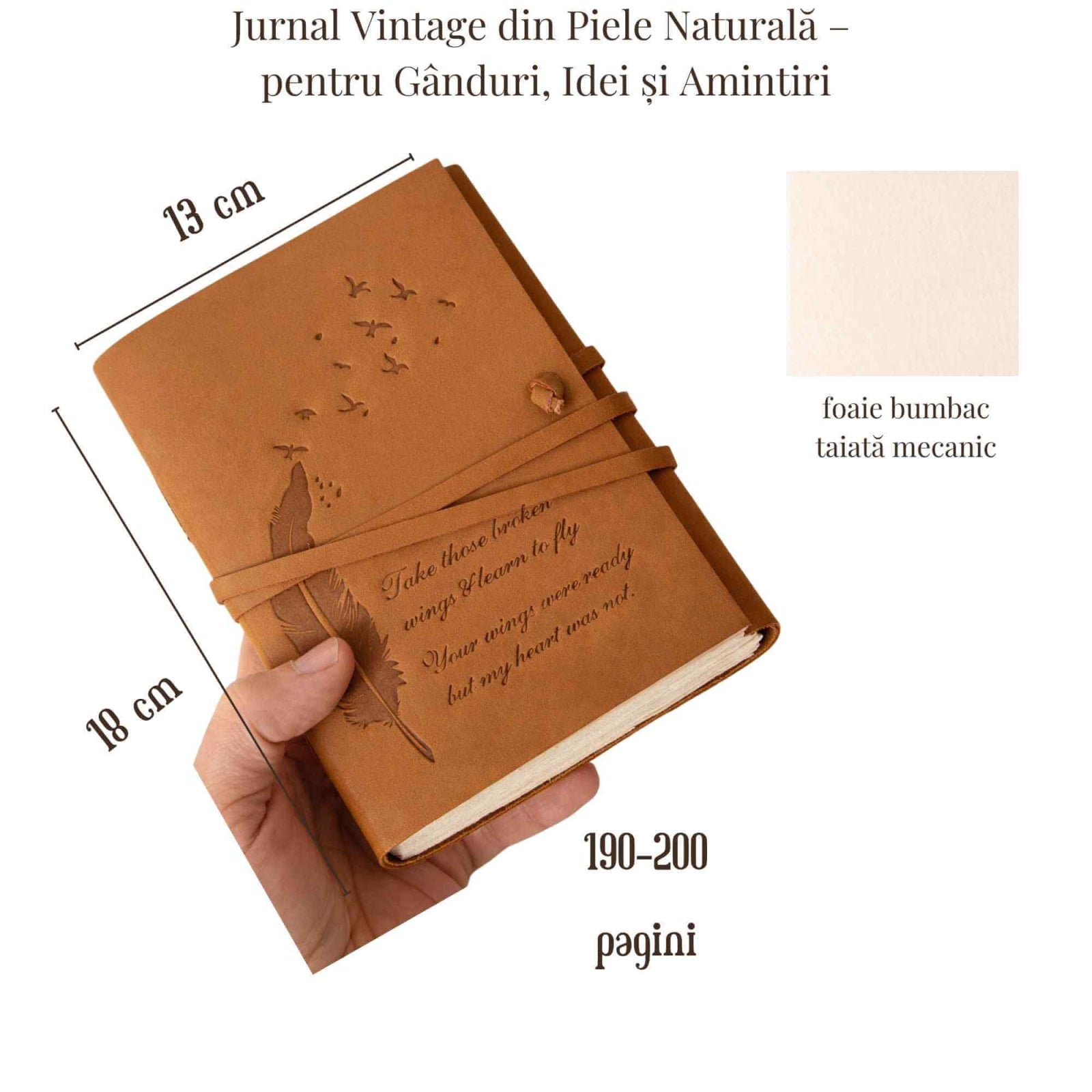 Detaliu coperta — Jurnal handmade din piele