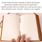 JurnaleVintage Jurnal 18x13 cm / Bumbac alb Jurnal Vintage din Piele Naturala „Aripa Libertatii” - hartie din bumbac, 18 × 13 cm