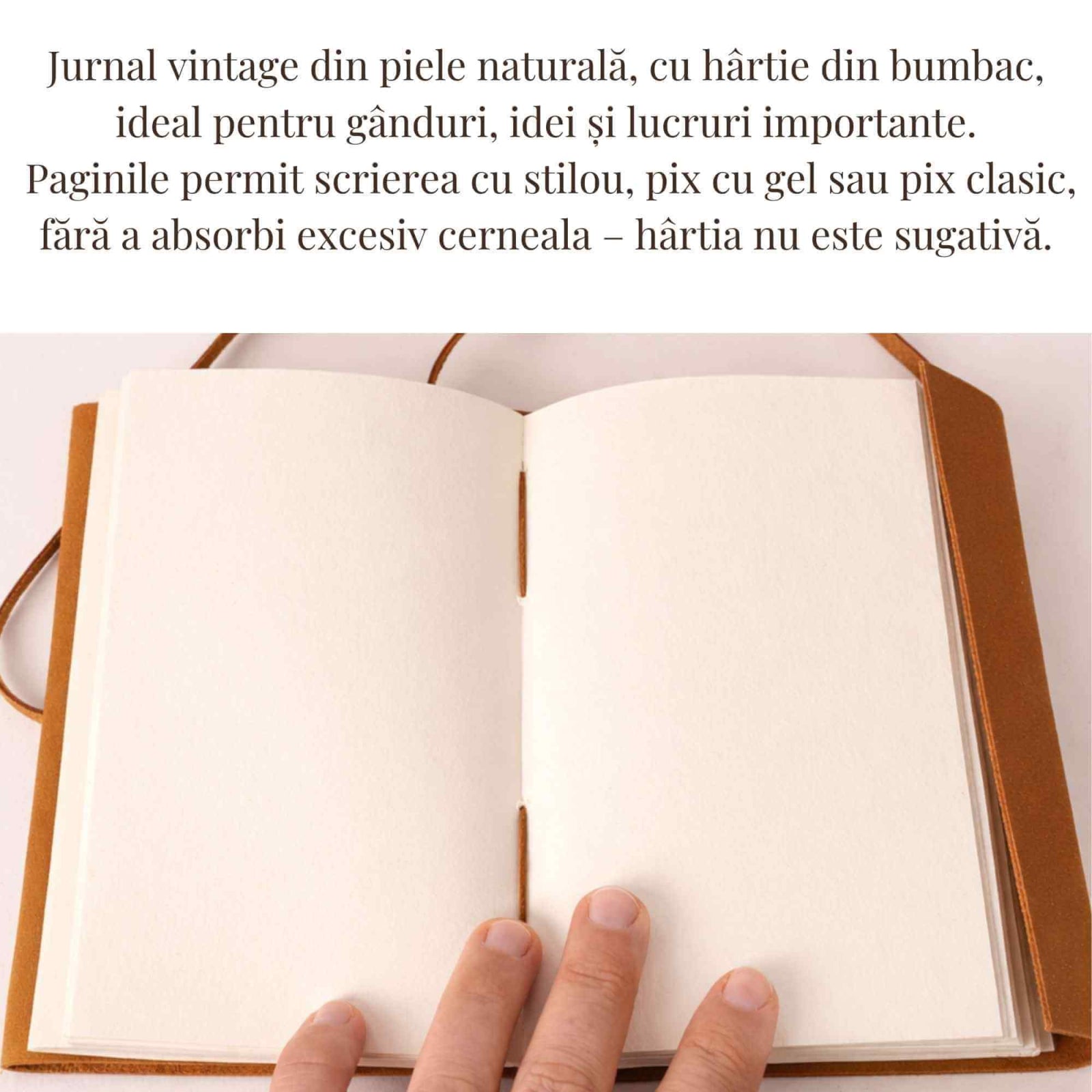 Pagini interior hartie bumbac — Jurnal Naturala „Aripa Libertatii” 18x13 cm
