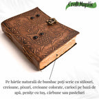 JurnaleVintage Jurnal 18x13 cm / Bumbac galben Jurnal piele naturala cu bufnite si obsidian - Intelepciune si protectie