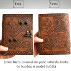 JurnaleVintage Jurnal 18x13 cm / Bumbac galben Jurnal piele naturala cu bufnite si obsidian - Intelepciune si protectie