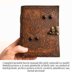 JurnaleVintage Jurnal 18x13 cm / Bumbac galben Jurnal piele naturala cu bufnite si obsidian - Intelepciune si protectie