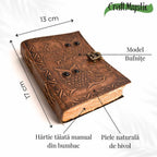 JurnaleVintage Jurnal 18x13 cm / Bumbac galben Jurnal piele naturala cu bufnite si obsidian - Intelepciune si protectie