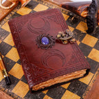 JurnaleVintage Jurnal 20x15 cm / Bumbac galben Jurnal Tripla Lună cu Lapis Lazuli - hârtie pergament 20x15 cm