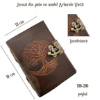 JurnaleVintage Jurnal 18x13 cm / Bumbac alb Jurnal Vintage din Piele cu Model Arborele Vietii si Hartie de Pergament Alba 190-200 pagini