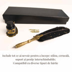 JurnaleVintage Set caligrafie Set Stilou cu Pana - Caligrafie eleganta, cadoul perfect pentru orice ocazie