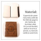 JurnaleVintage Jurnal 20x15 cm / Bumbac alb Jurnal Piele Naturala cu Cristal Galben si Hartie din Bumbac - Mandala Vintage