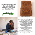JurnaleVintage Jurnal 20x15 cm / Bumbac alb Jurnal Piele Naturala cu Cristal Galben si Hartie din Bumbac - Mandala Vintage