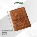 JurnaleVintage Jurnal 20x15 cm / Bumbac alb Jurnal Piele Naturala cu Cristal Galben si Hartie din Bumbac - Mandala Vintage
