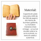 JurnaleVintage Jurnal 18x13 cm / Bumbac galben Calatoria Interioara - Jurnal din Piele Naturala cu Piatra Decorativa si Hartie de Bumbac Galbena