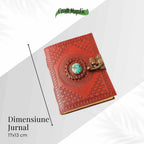 JurnaleVintage Jurnal 18x13 cm / Bumbac galben Calatoria Interioara - Jurnal din Piele Naturala cu Piatra Decorativa si Hartie de Bumbac Galbena