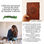 JurnaleVintage Jurnal 18x13 cm / Bumbac galben Calatoria Interioara - Jurnal din Piele Naturala cu Piatra Decorativa si Hartie de Bumbac Galbena