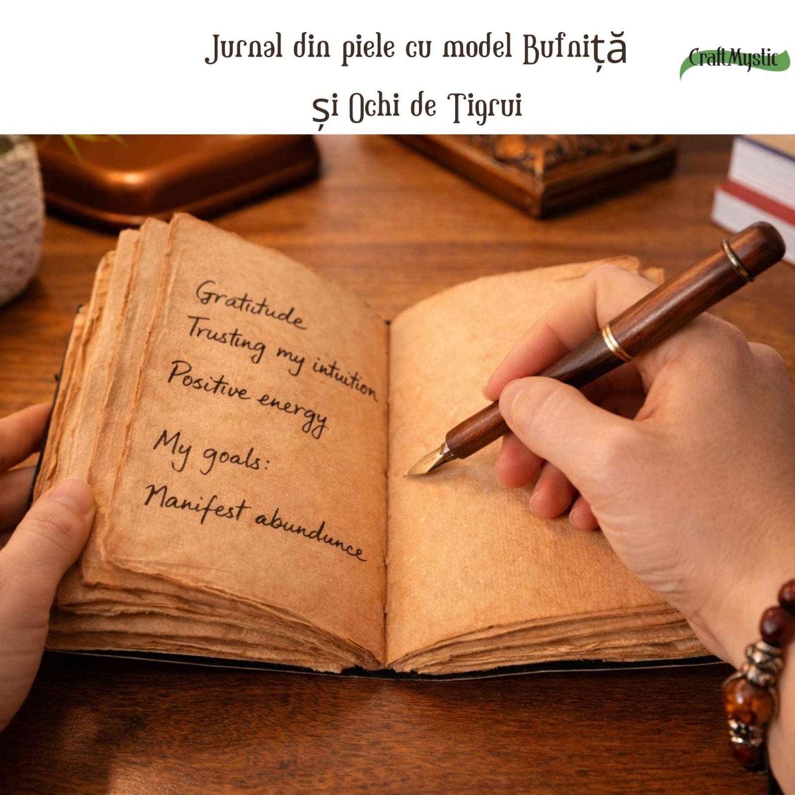 Pagini interior hartie premium — Jurnal model Bufnita si Ochi de Tigru 17x13 cm 17x13 cm