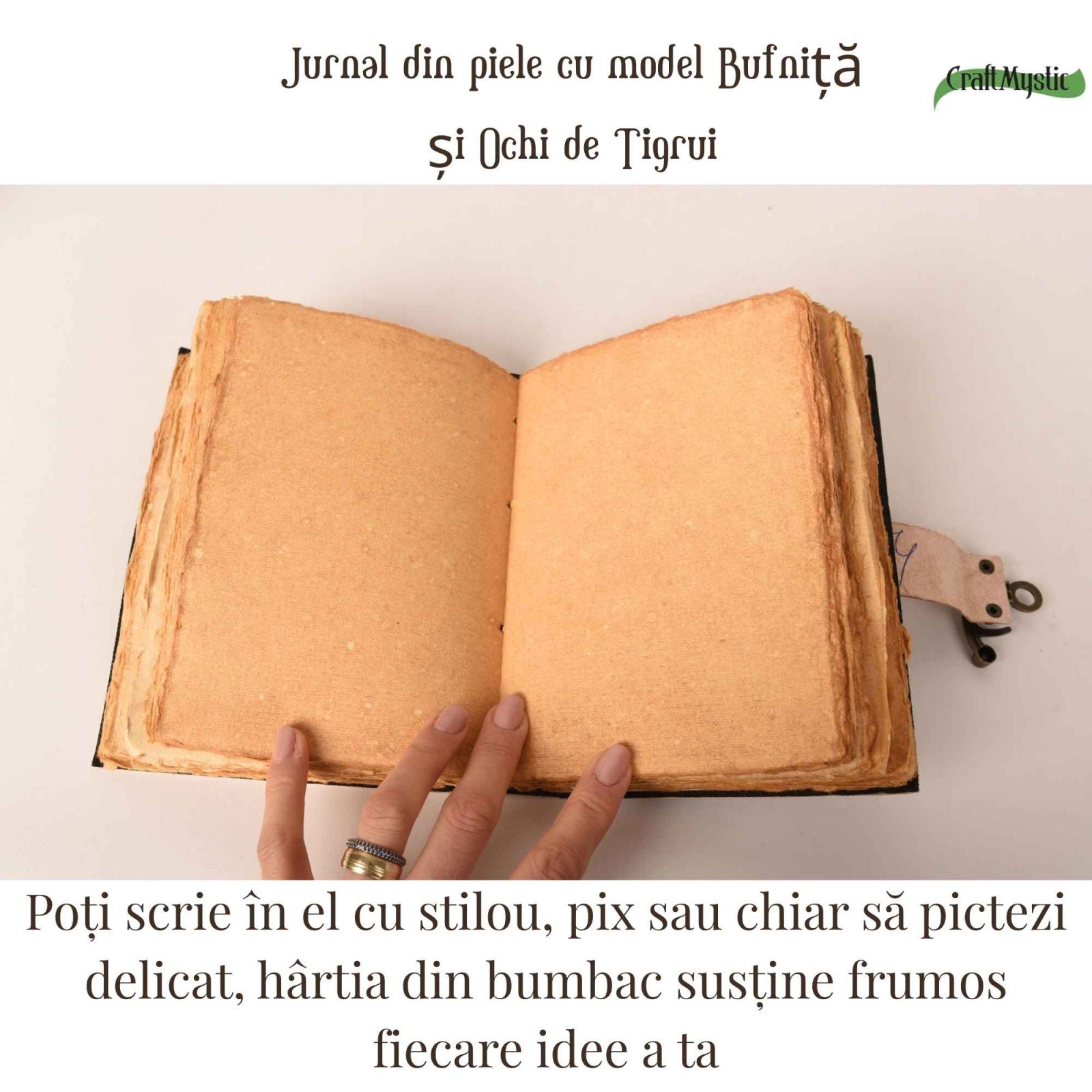Detaliu coperta — Jurnal handmade din piele