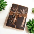 JurnaleVintage Jurnal 18x13 cm / Bumbac galben Jurnal Vintage cu Arborele Vietii, inchidere cu cheie si hartie de pergament- Protecție și Creștere