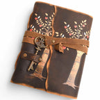 JurnaleVintage Jurnal 18x13 cm / Bumbac galben Jurnal Vintage cu Arborele Vietii, inchidere cu cheie si hartie de pergament- Protecție și Creștere