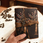 JurnaleVintage Jurnal 18x13 cm / Bumbac galben Jurnal Vintage cu Arborele Vietii, inchidere cu cheie si hartie de pergament- Protecție și Creștere
