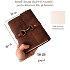 JurnaleVintage Jurnal 18x13 cm / Bumbac alb Jurnal Vintage din Piele Naturala Legatura Timpului | Hartie din Bumbac 18x13 cm