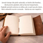 JurnaleVintage Jurnal 18x13 cm / Bumbac alb Jurnal Vintage din Piele Naturala Legatura Timpului | Hartie din Bumbac 18x13 cm