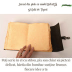 JurnaleVintage Jurnal 18x13 cm / Bumbac galben Jurnal din piele naturala cu hartie din bumbac galbena 17x13 cm - Eleganta si autenticitate