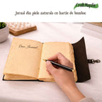 JurnaleVintage Jurnal 18x13 cm / Bumbac galben Jurnal din piele naturala cu hartie din bumbac galbena 17x13 cm - Eleganta si autenticitate