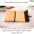 JurnaleVintage Jurnal 18x13 cm / Bumbac galben Jurnal din piele naturala cu hartie din bumbac galbena 17x13 cm - Eleganta si autenticitate