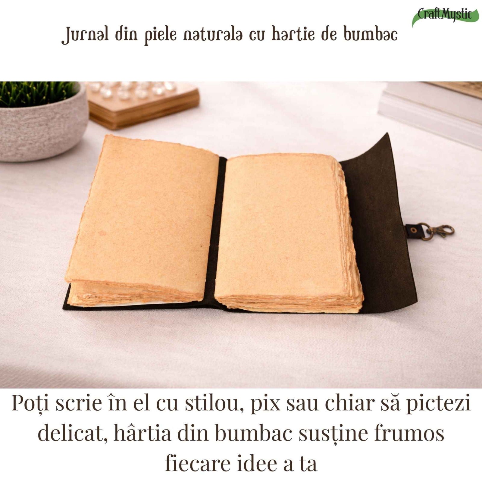 Detaliu textura piele naturala — jurnal handmade brand romanesc