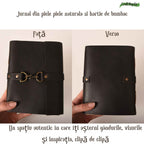 JurnaleVintage Jurnal 18x13 cm / Bumbac galben Jurnal din piele naturala cu hartie din bumbac galbena 17x13 cm - Eleganta si autenticitate