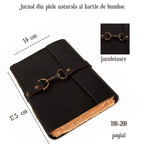 JurnaleVintage Jurnal 18x13 cm / Bumbac galben Jurnal din piele naturala cu hartie din bumbac galbena 17x13 cm - Eleganta si autenticitate