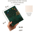 JurnaleVintage Jurnal Jurnal Vintage din Piele Naturala cu Arborele Chakrelor si 7 Pietre - hartie de bumbac 18x13 cm