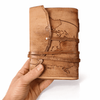 JurnaleVintage Jurnal 18x13 cm / Bumbac galben Jurnal Medieval din Piele Naturala cu Harta - Cronicile Exploratorului 18x13 cm