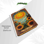JurnaleVintage Jurnal 20x15 cm / Bumbac galben Jurnal „The Sun” din piele naturala si hartie de bumbac galbena 20x15 cm