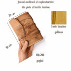 JurnaleVintage Jurnal 18x13 cm / Bumbac galben Jurnal Medieval din Piele Naturala cu Harta - Cronicile Exploratorului 18x13 cm