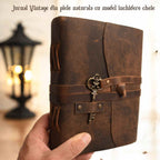 JurnaleVintage Jurnal 20x15 cm / Bumbac galben Jurnal Vintage incuietoare cheie inima -Eleganta si Intimitate