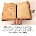 JurnaleVintage Jurnal 20x15 cm / Bumbac galben Jurnal Book of Shadow cu 7 pietre chakre 20x15 cm - piele handmade cu lacat