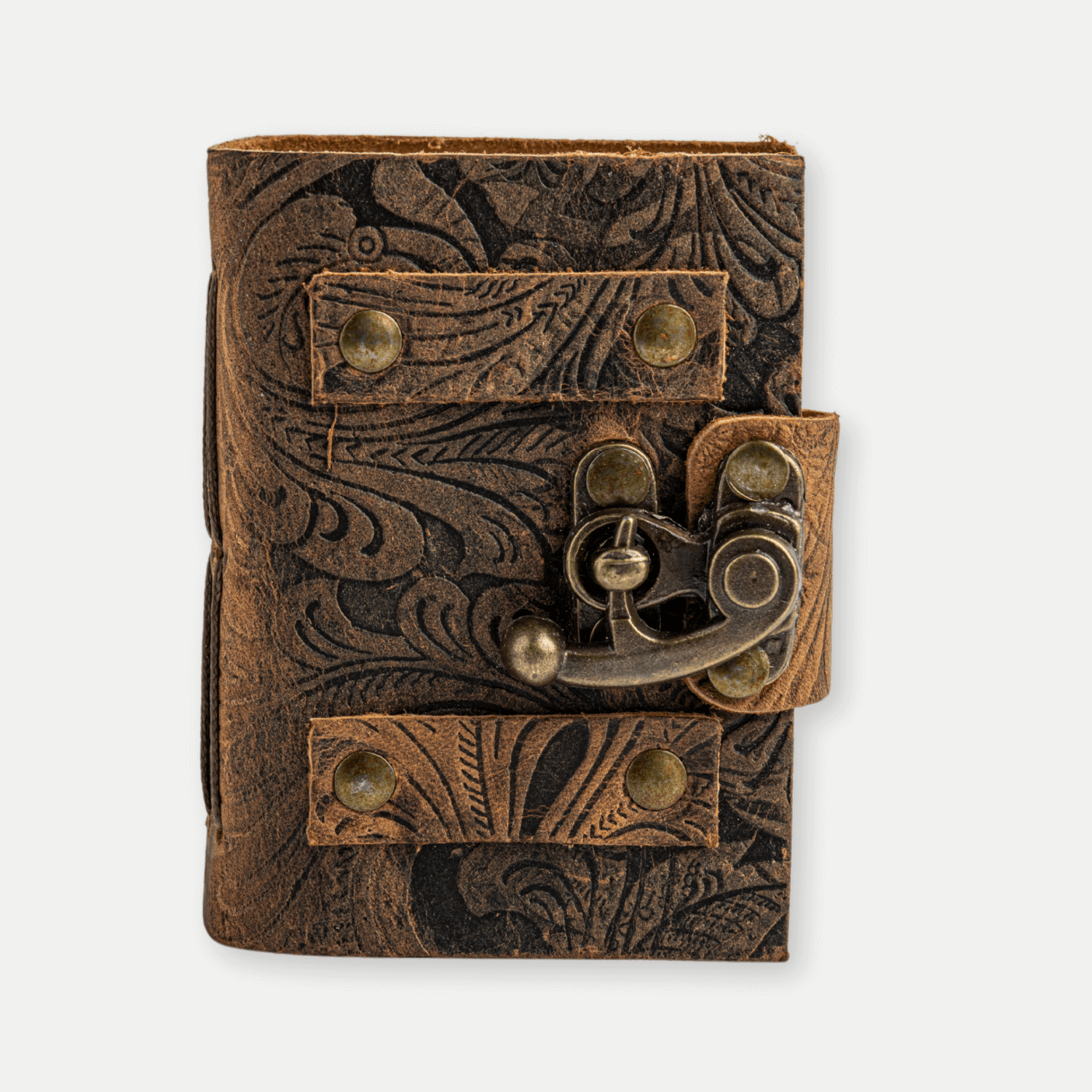 JurnaleVintage Mini jurnal 10x7 cm / Bumbac alb Talisman pentru Ganduri - Mini Jurnal cu Coperta din Piele