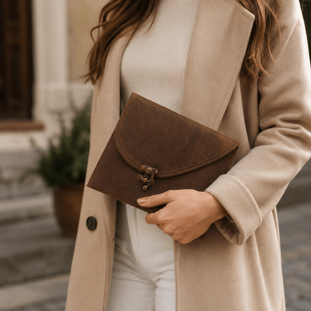CraftMystic Geanta Geanta Plic din Piele Naturala - Eleganta si Stil Atemporal