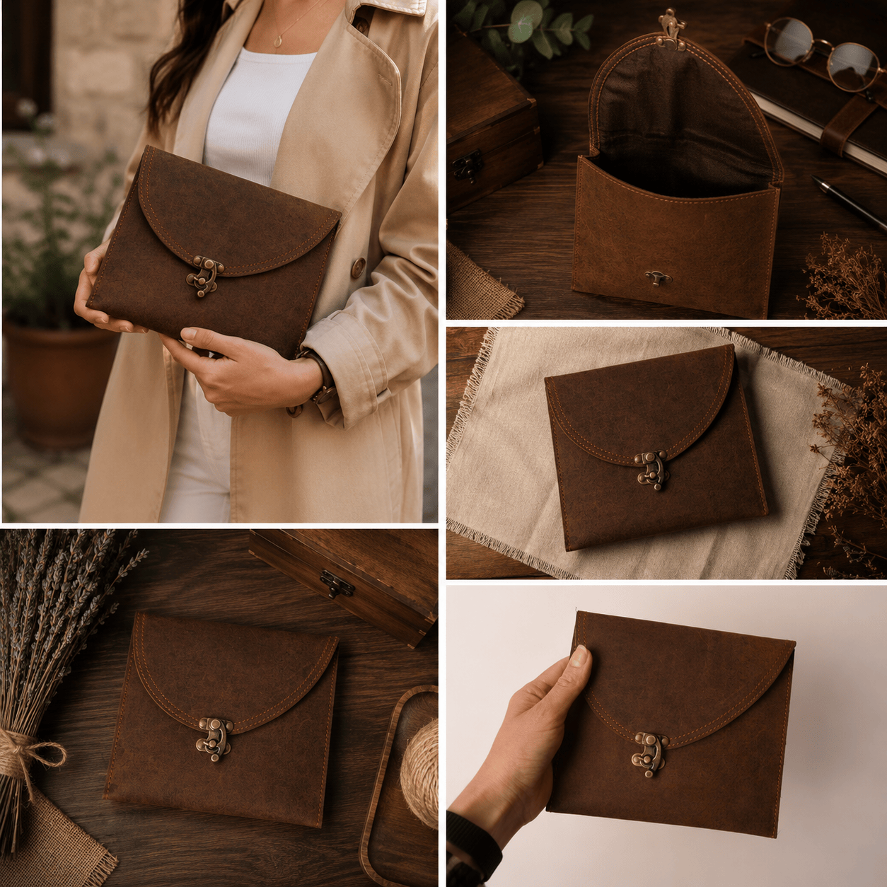 CraftMystic Geanta Geanta Plic din Piele Naturala - Eleganta si Stil Atemporal