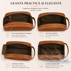 CraftMystic Geanta Geanta Barbateasca din Piele Naturala - Organizare Premium si Eleganta Zilnica