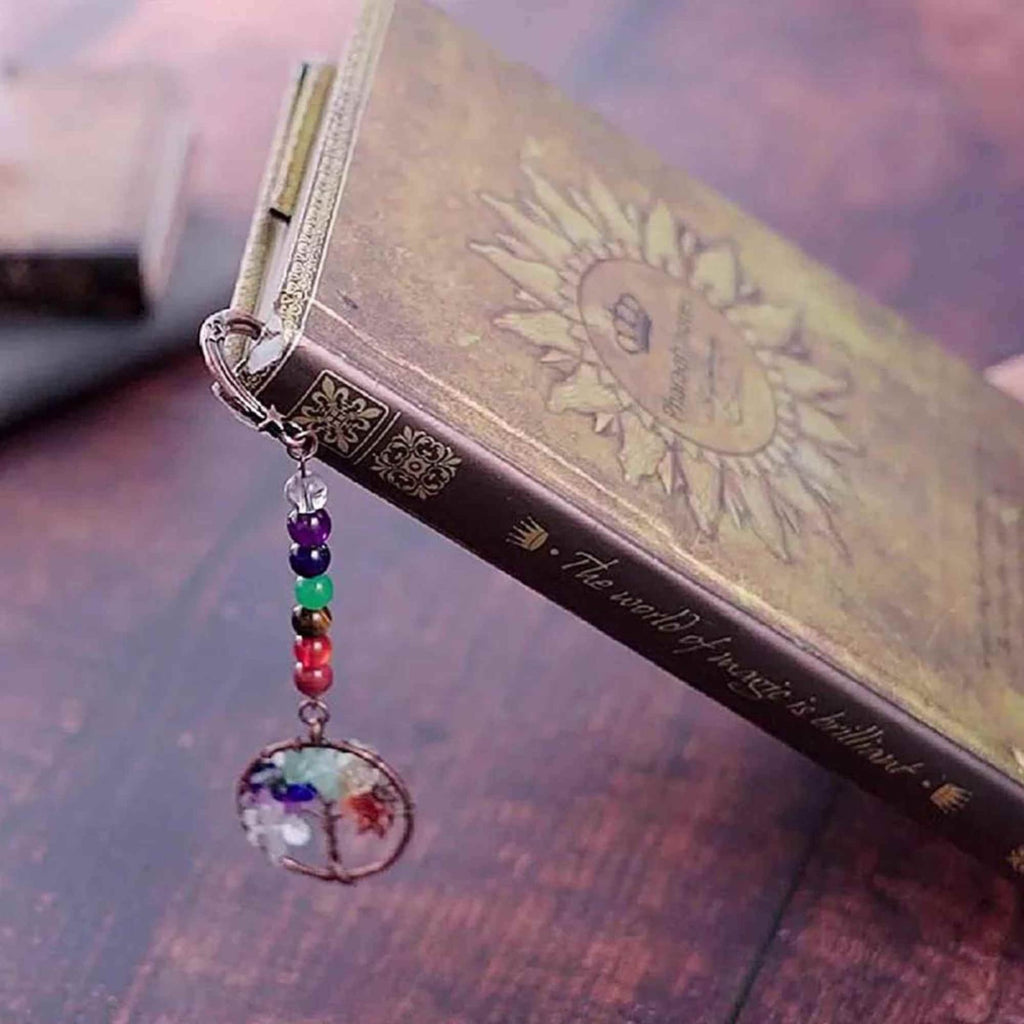 JurnaleVintage Semn de carte Semn de Carte Arborele Vieții cu 7 Chakre și Ametist - cadou spiritual