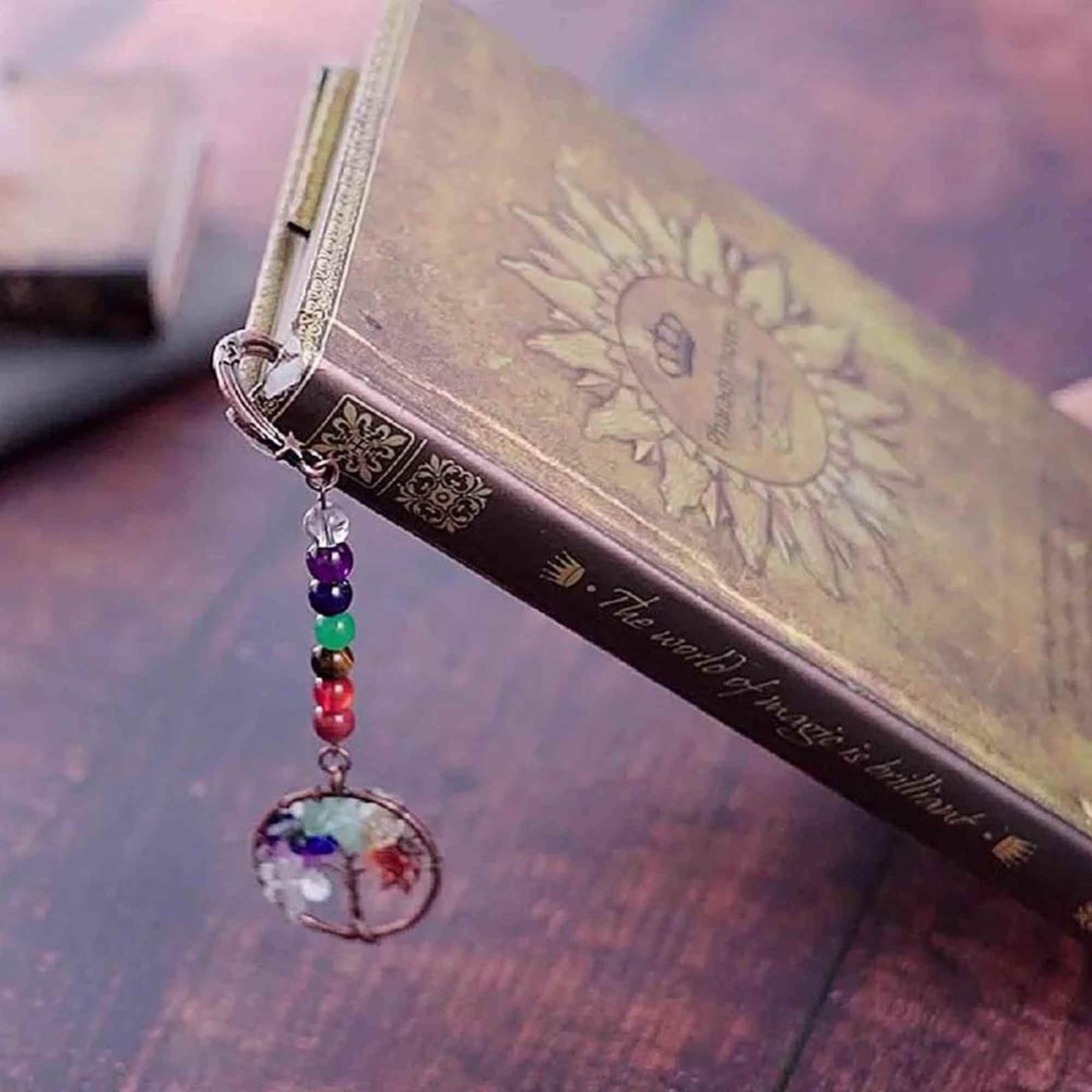 JurnaleVintage Semn de carte Semn de Carte Arborele Vieții cu 7 Chakre și Ametist - cadou spiritual