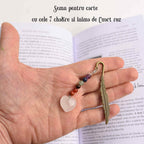 JurnaleVintage Semn de carte Semn de Carte cu 7 Chakre și Inimioară Cuart Roz - cadou spiritual