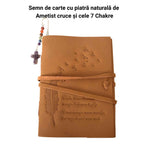 JurnaleVintage Semn de carte Semn de carte cu piatra naturala de Ametist, Cruce si 7 Chakre