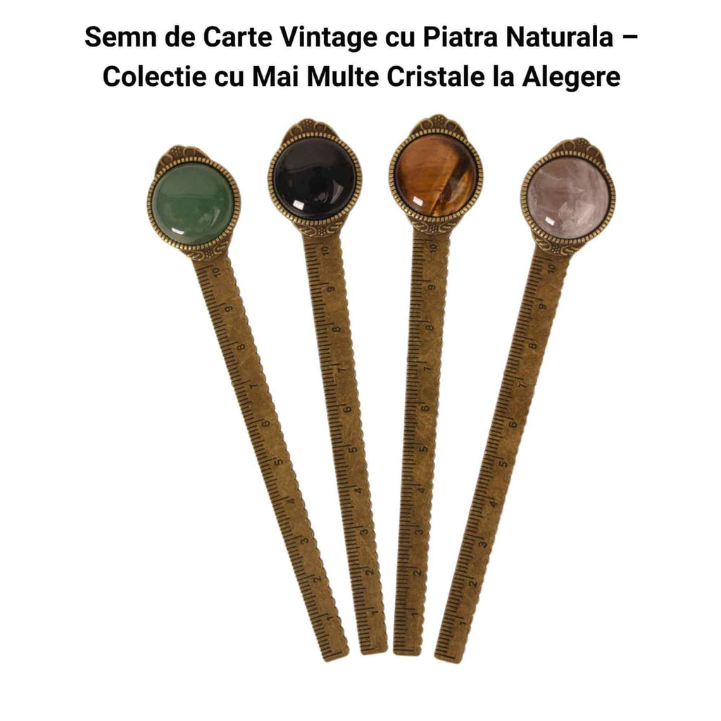 JurnaleVintage Semn de carte Semn de Carte Elegant cu Piatra Naturala de Cuart Roz si Alama