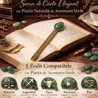 JurnaleVintage Semn de carte Semn de Carte Elegant cu Piatra Naturala de Aventurin Verde si Alama