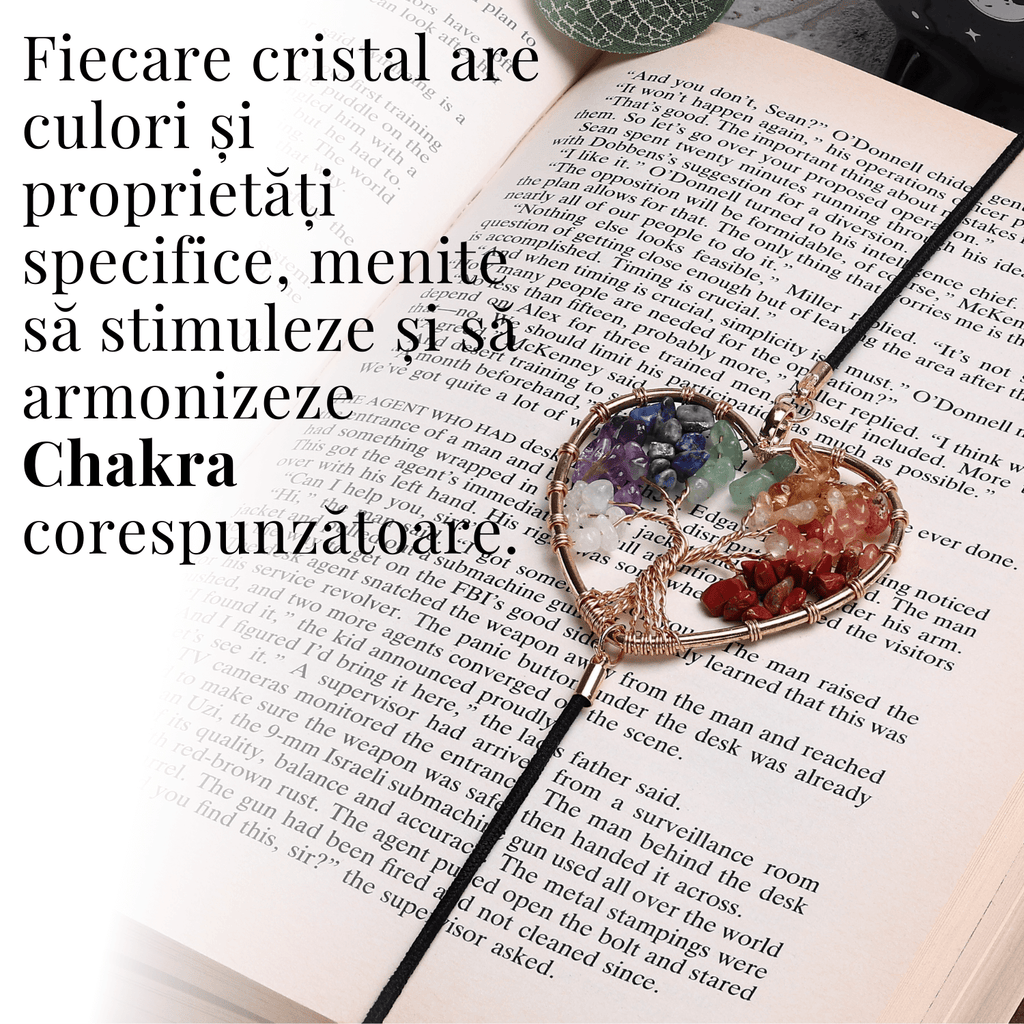 JurnaleVintage Semn de carte Semn de Carte Elastic cu Cristale Chakra - Forma Inima, Metal Vintage
