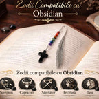 JurnaleVintage Semn de carte Semn de Carte cu Cruce din Obsidian si Pietrele celor 7 Chakre