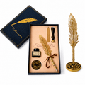 CraftMystic Set caligrafie Set Stilou Pana Aurie Metalica Vintage - Eleganta si Cadou Special pentru Caligrafie
