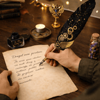 JurnaleVintage Set caligrafie Set Stilou Pana neagra Steampunk cu Accesorii Complete - Caligrafie, Sigilii si Cadou Premium